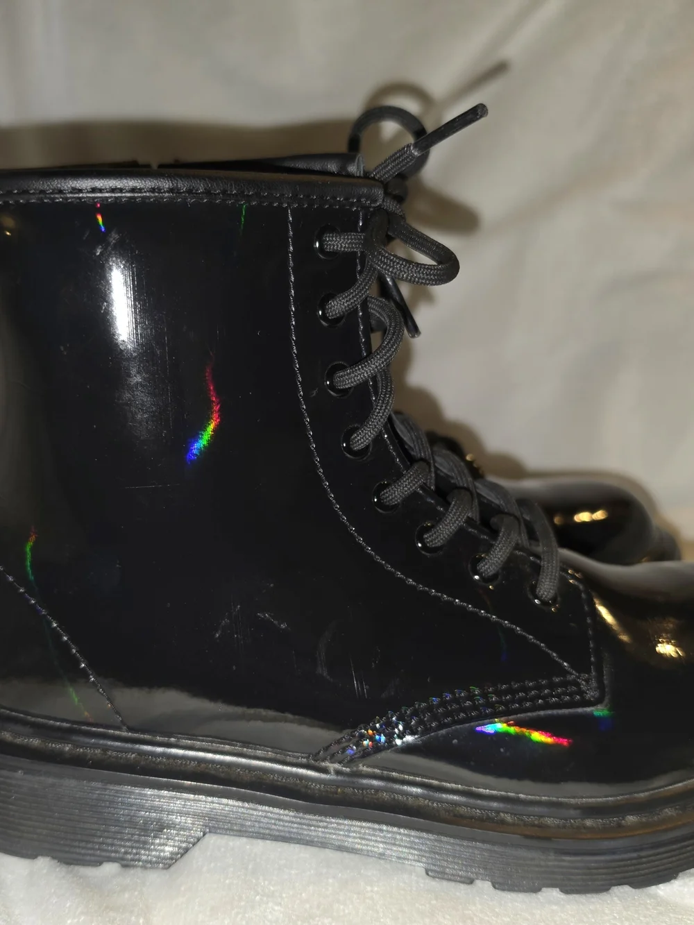 Dr. Martens Kids Black Patent Leather Combat Boots Zipper EU 34 US Youth 3